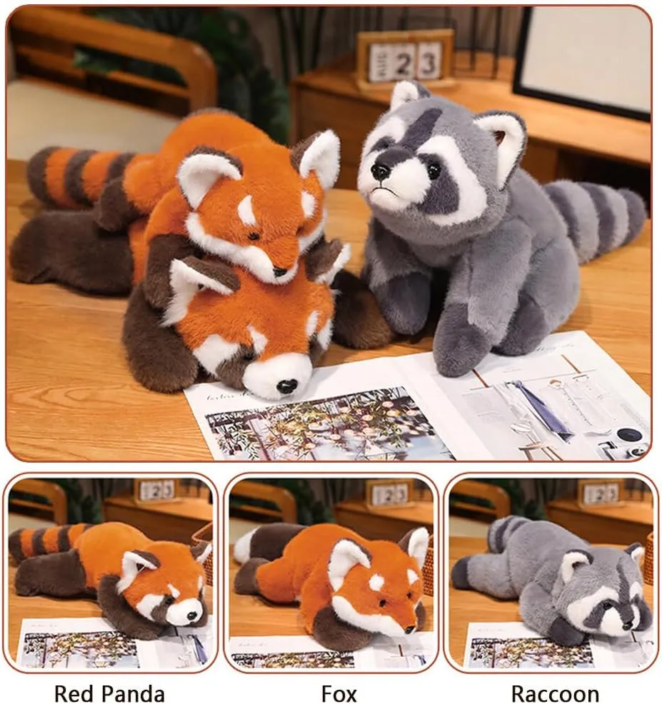 Weighted Raccoon Stuffed Animals,17 Inch Soft Raccoon Plush Toys Cute Raccoon Cuddly Body Pillow Hug Sleeping Fluffy Wild Animal Toys Bed Decor Plushie Doll Gift for Birthday Kids Girls Boys
