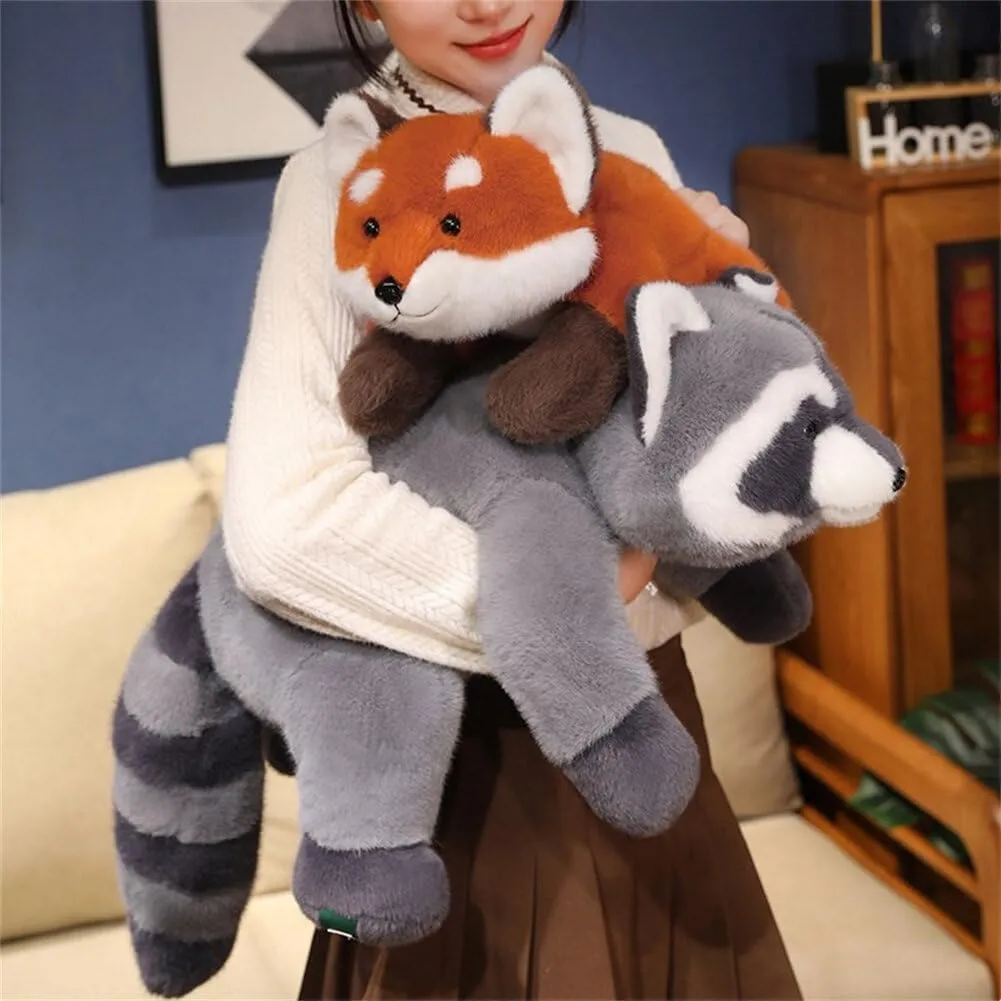 Weighted Raccoon Stuffed Animals,17 Inch Soft Raccoon Plush Toys Cute Raccoon Cuddly Body Pillow Hug Sleeping Fluffy Wild Animal Toys Bed Decor Plushie Doll Gift for Birthday Kids Girls Boys