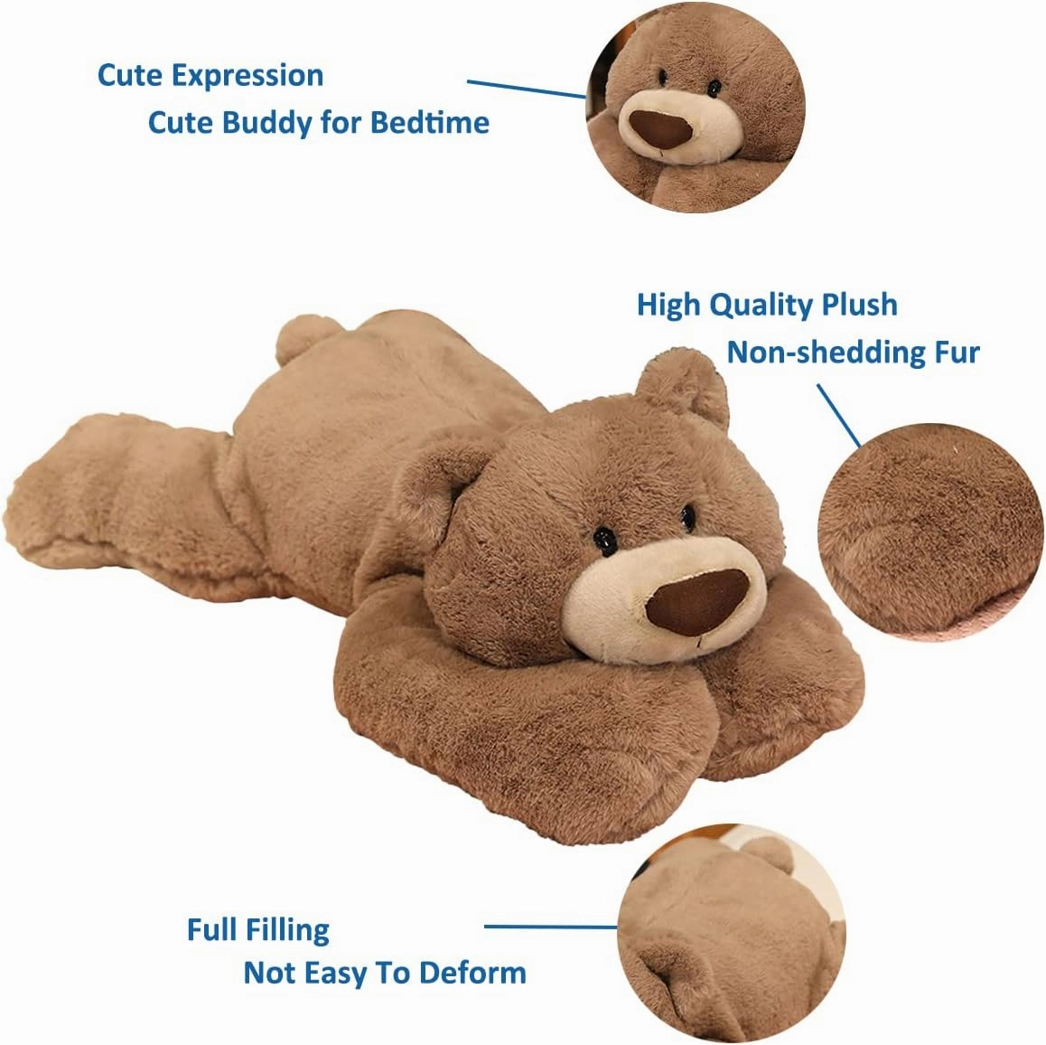 Weighted Stuffed Animals, Weighted Bear Stuffed Animal Toy Brown Bear Plush Throw Pillow Gifts for Boys Girls, 11.8 inch