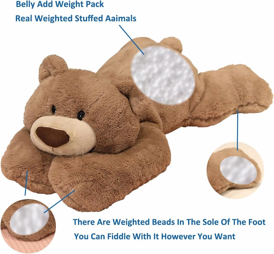 Weighted Stuffed Animals, Weighted Bear Stuffed Animal Toy Brown Bear Plush Throw Pillow Gifts for Boys Girls, 11.8 inch