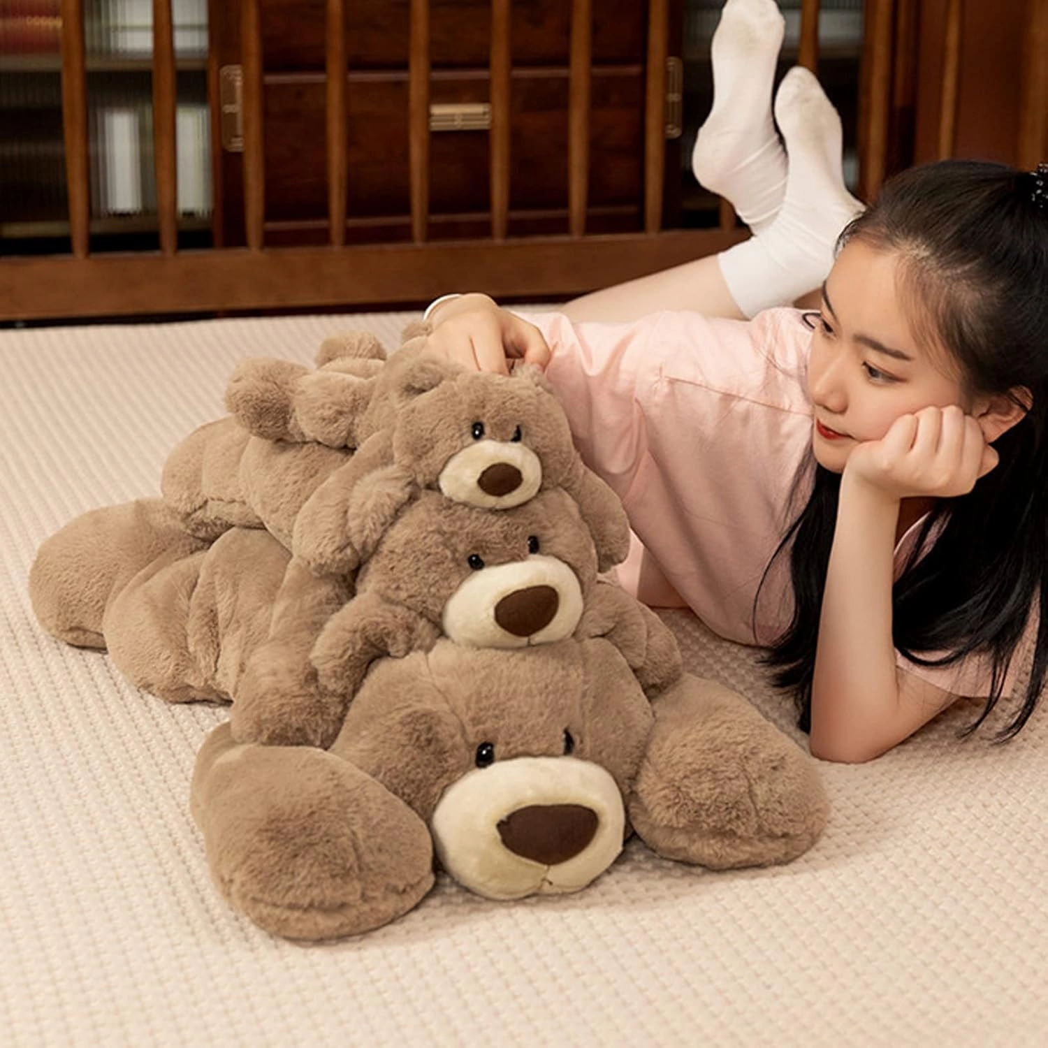 Weighted Stuffed Animals, Weighted Bear Stuffed Animal Toy Brown Bear Plush Throw Pillow Gifts for Boys Girls, 11.8 inch