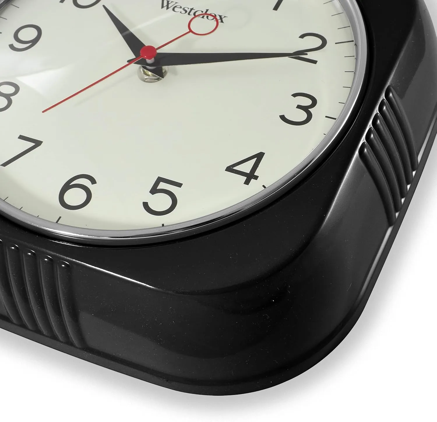 Westclox 1950s Retro Wall Clock – Bold 9.5" Display & Quiet Ticking | Mid-Century Decor for Kitchen & Living Room | Black/Square