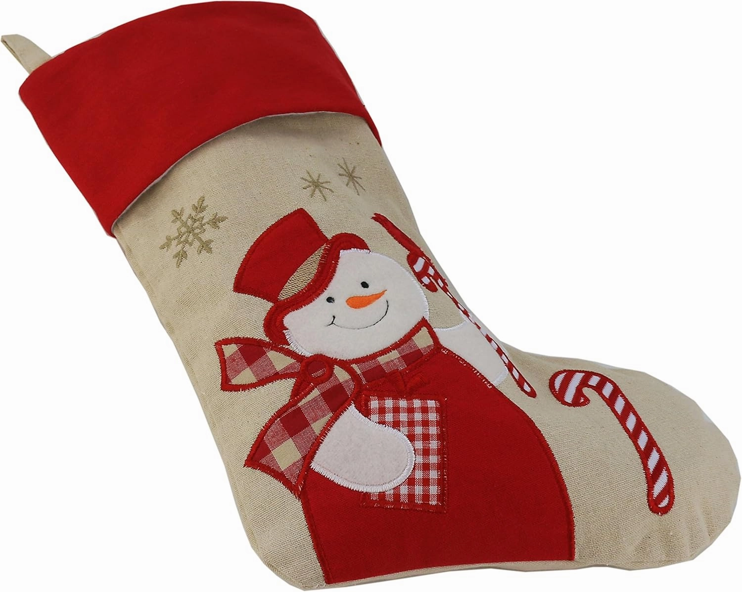 WEWILL Lovely Christmas Stockings Set of 3 Santa, Snowman, Reindeer, Xmas Character 3D Plush Linen Hanging Tag Knit Border, 17 Inch