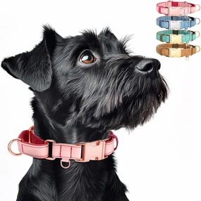 WHIPPY Vegan Leather Dog Collar No Slip Martingale Dog Collar with Quick Release Metal Buckle