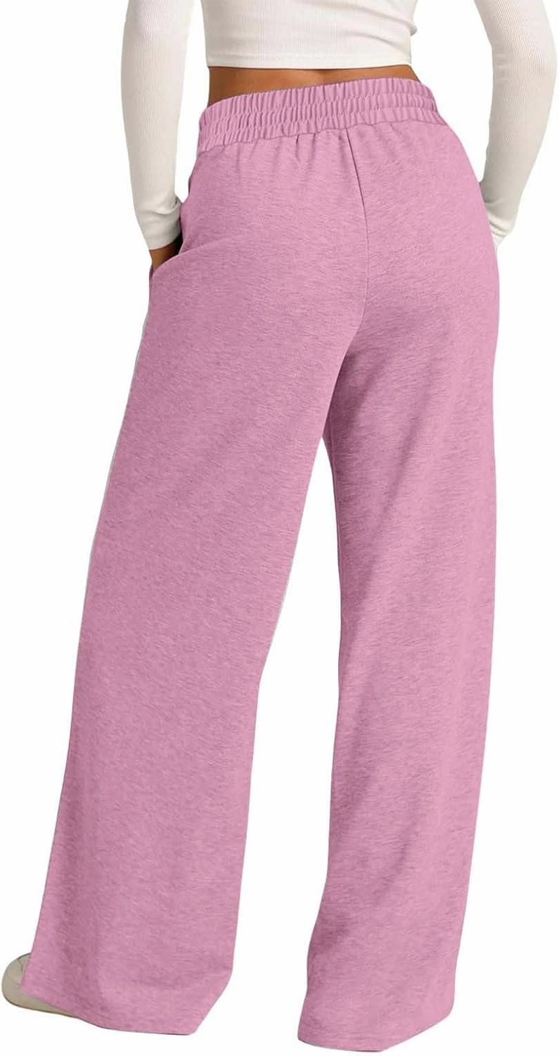 Wide Leg Sweatpants Women High Waisted Drawstring Yoga Casual Lounge Sweat Pants with Pockets