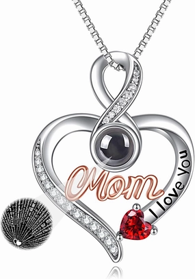 WINNICACA Gifts for Women, Sterling Silver Mom Daughter Necklace, I Love You Mom Jewelry Birthday Mothers Day Jewelry Gifts for Mama Mother Grandma Daughter