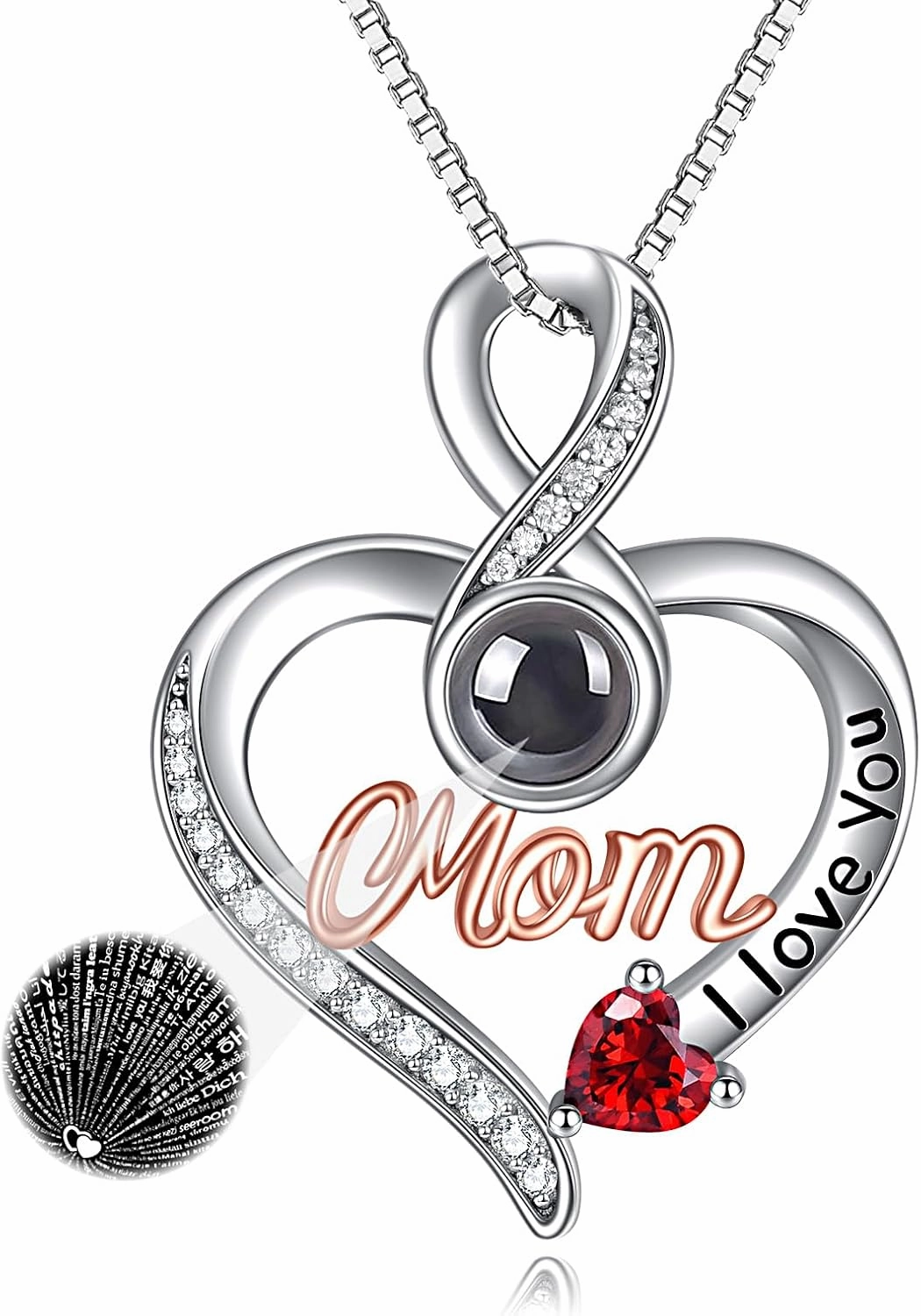 WINNICACA Gifts for Women, Sterling Silver Mom Daughter Necklace, I Love You Mom Jewelry Birthday Mothers Day Jewelry Gifts for Mama Mother Grandma Daughter