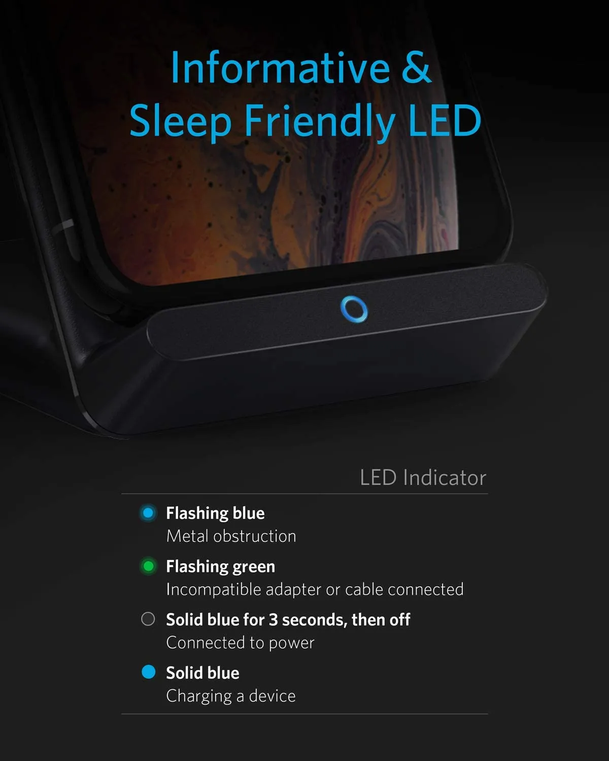 Wireless Fast Charging Stand with Indicator Light
