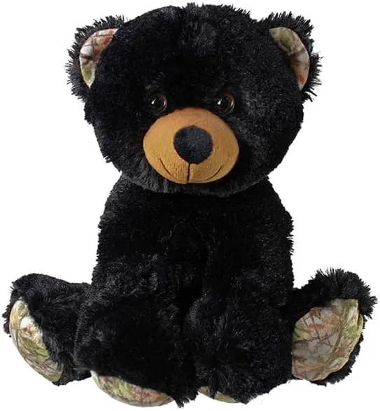 WISHPETS – Loveable Black Bear with Camo Accents Plush Stuffed Animal – 11 Inch Soft Teddy Bear Plushie Toy – Cuddly Nature Gift for Kids Toddlers