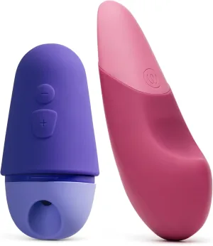 Womanizer Vibe Pink Ultrawave Clit Stimulator Lay On Vibrator & Romp Free X Clitoral Suction Toy - Female Sex Toys Bundle
