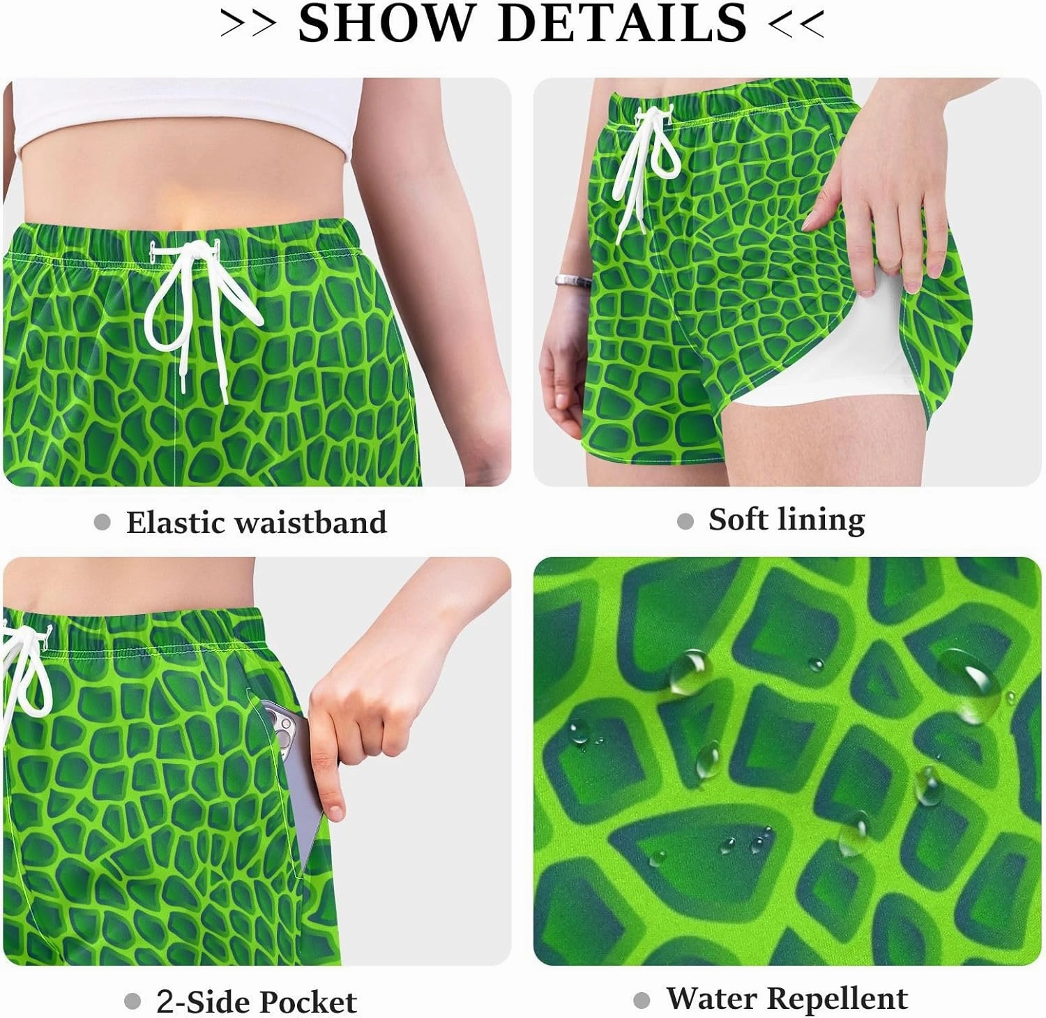 Women Board Shorts Beach Swimwear Bottoms 3.7" Inseam S-XXL