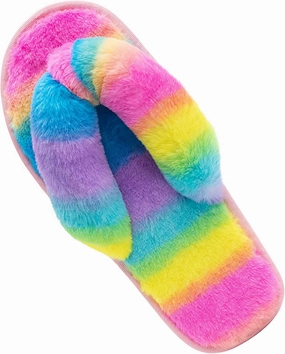 Women's Fuzzy Memory Foam Flip Flop Slippers Soft Comfy Open Toe Slip On Spa Thong Flat Sandals Ladies House Home Furry Sandal Slides Indoor Outdoor