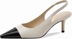 Women's Kitten Heel Slingback Pointed Closed Toe Pumps Dress Shoes for Women Low Stiletto Heels for Women Comfy Dressy Heels