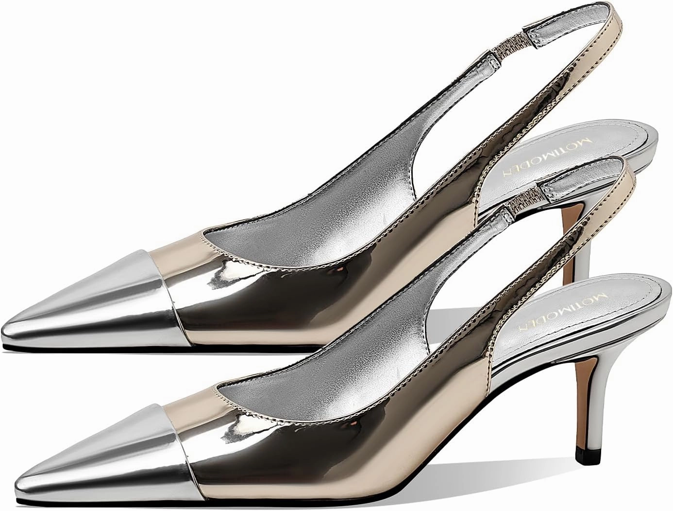 Women's Kitten Heel Slingback Pointed Closed Toe Pumps Dress Shoes for Women Low Stiletto Heels for Women Comfy Dressy Heels