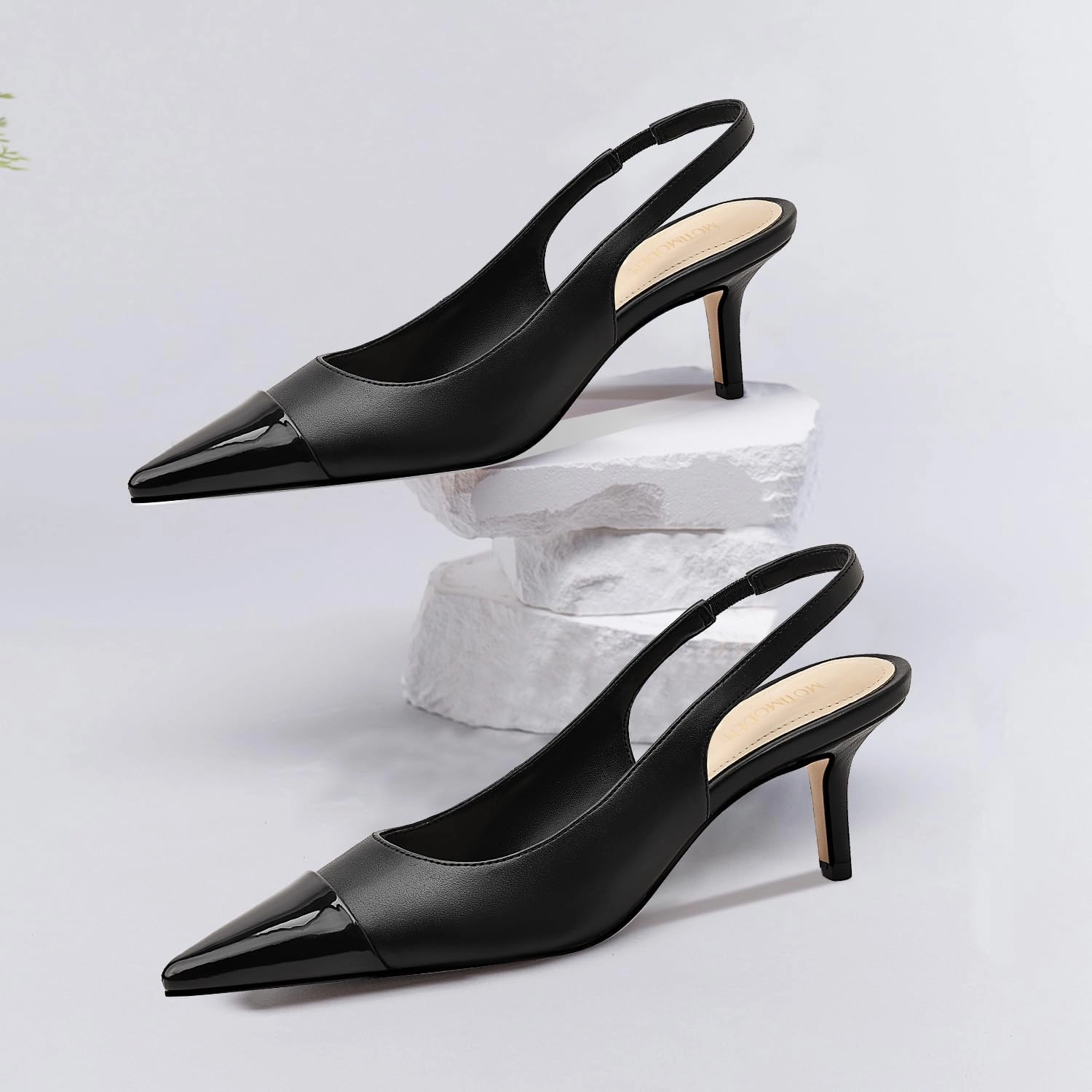 Women's Kitten Heel Slingback Pointed Closed Toe Pumps Dress Shoes for Women Low Stiletto Heels for Women Comfy Dressy Heels