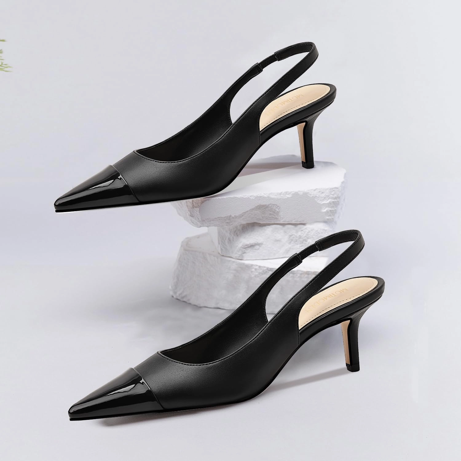 Women's Kitten Heel Slingback Pointed Closed Toe Pumps Dress Shoes for Women Low Stiletto Heels for Women Comfy Dressy Heels