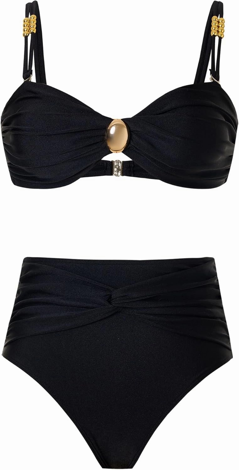 Women's One Piece Swimsuit with Cover up Set Beach Wrap Skirt Retro Bikini Set Two Piece Bathing Suit with Cover up