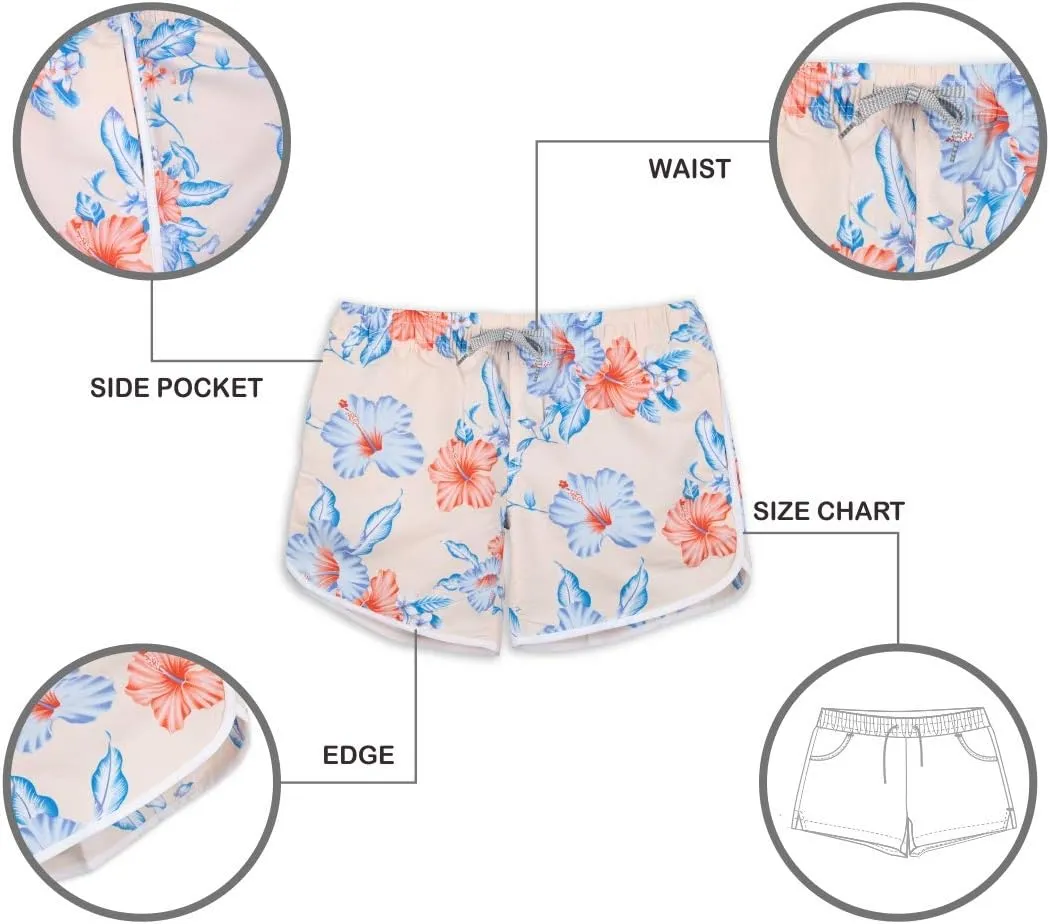 Womens Board Shorts Beach Quick Dry Fabric Swim Slim Trunks Ocean Travel Sports