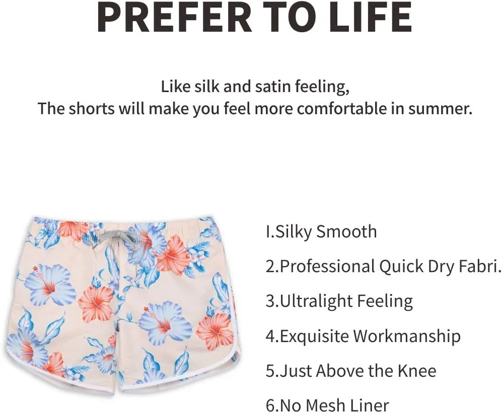 Womens Board Shorts Beach Quick Dry Fabric Swim Slim Trunks Ocean Travel Sports