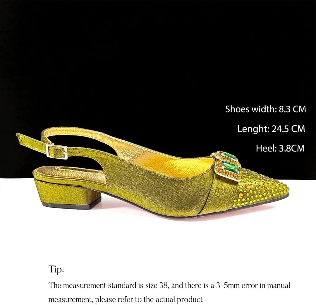 Women’S Color Block Design Heels and Rhinestone Party Bag Set for Evening Wear Pumps