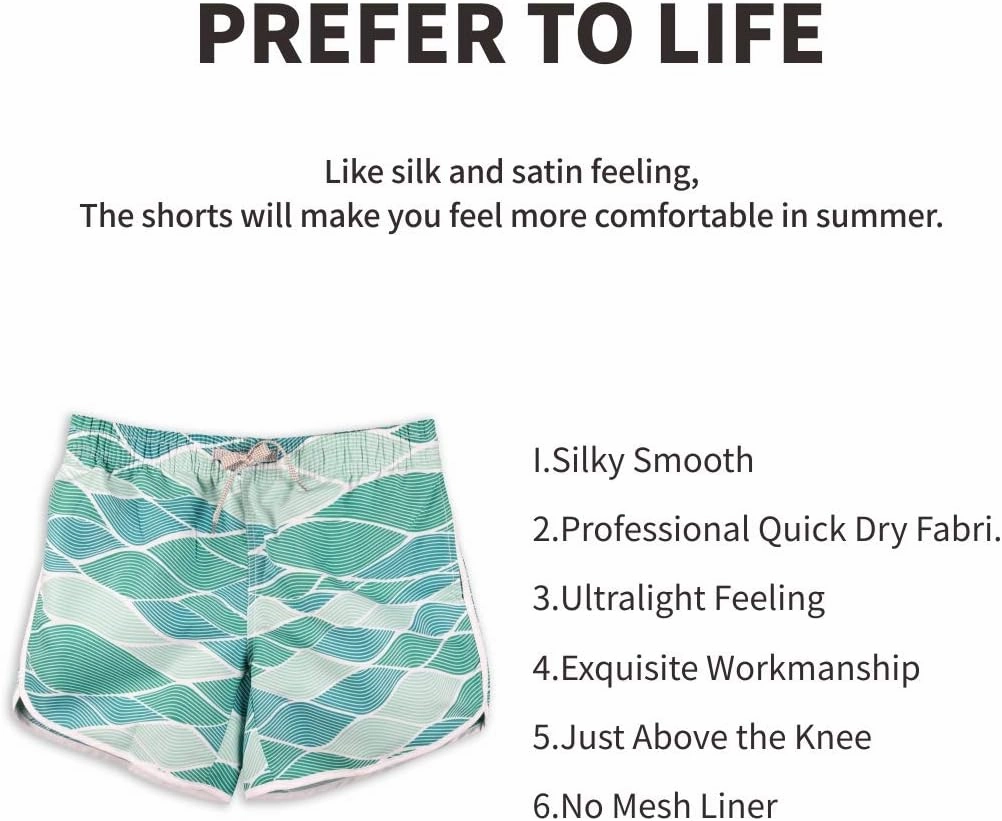 Womens Board Shorts Beach Quick Dry Fabric Swim Slim Trunks Ocean Travel Sports