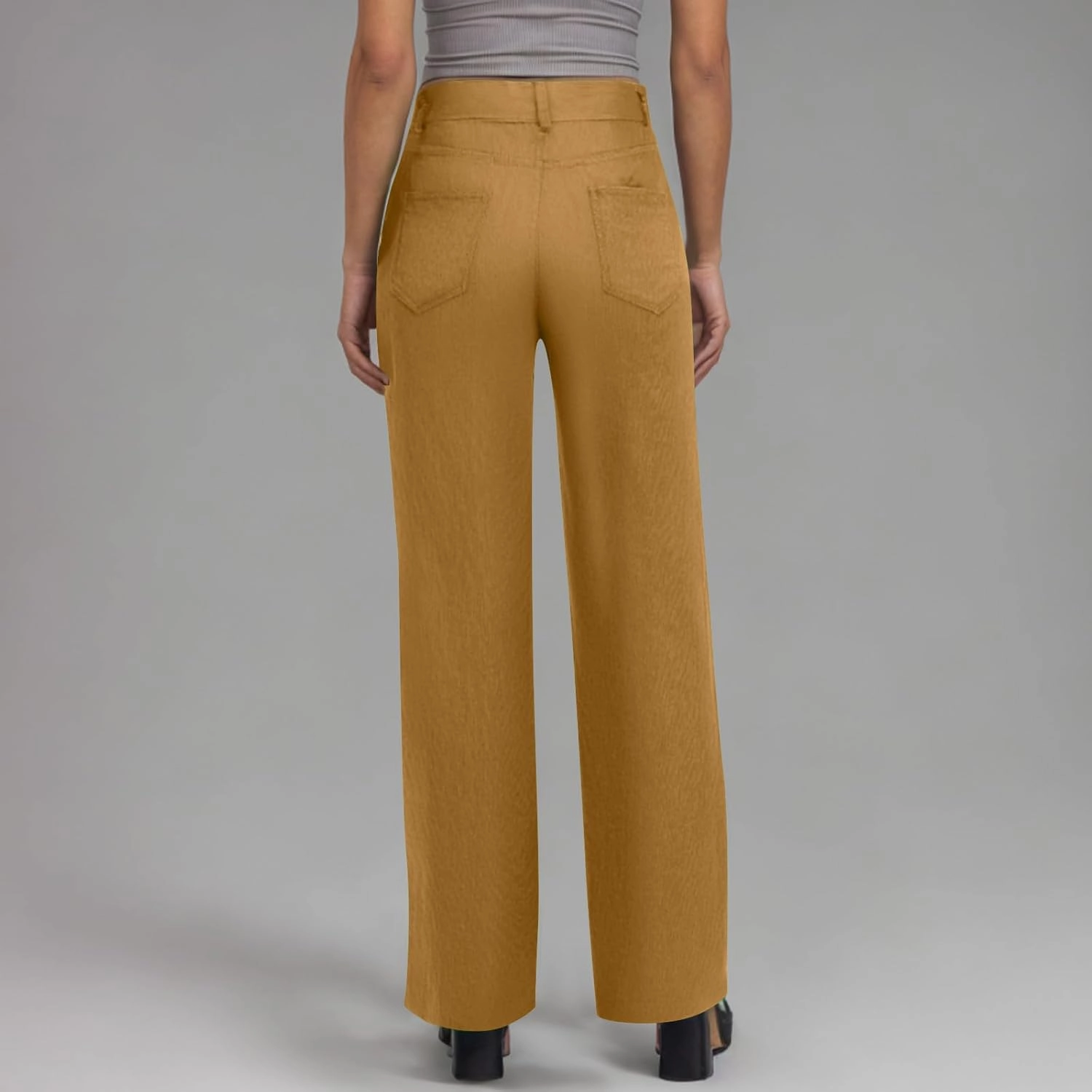 Womens Wide Leg Corduroy Pants Stretch Elastic High Waist Pants Pull On Straight Leg Casual Pant Slacks Trouser 2025
