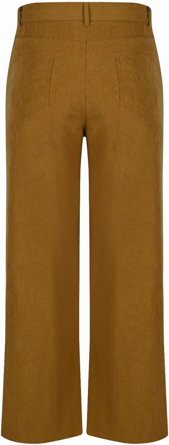 Womens Wide Leg Corduroy Pants Stretch Elastic High Waist Pants Pull On Straight Leg Casual Pant Slacks Trouser 2025