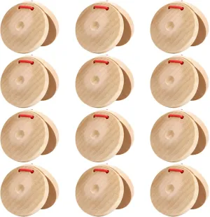 Wooden Castanet Percussion Instrument - 12PCS Hand Finger Castanets Party Favors Spanish Wood Castanets Classroom DIY Rhythm Music Musical Instrument for Kids Children Adults