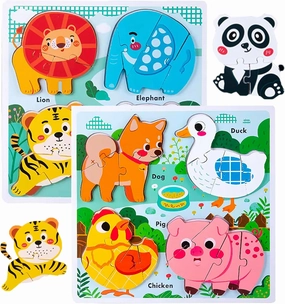 Wooden Animal Puzzles for Toddlers 1-3,Wood Puzzles Ages 2-4, Toys for 2 3 Years Old Girls Boys,Montessori Toddler Toys 2-3 Preschool Learning Educational Gifts