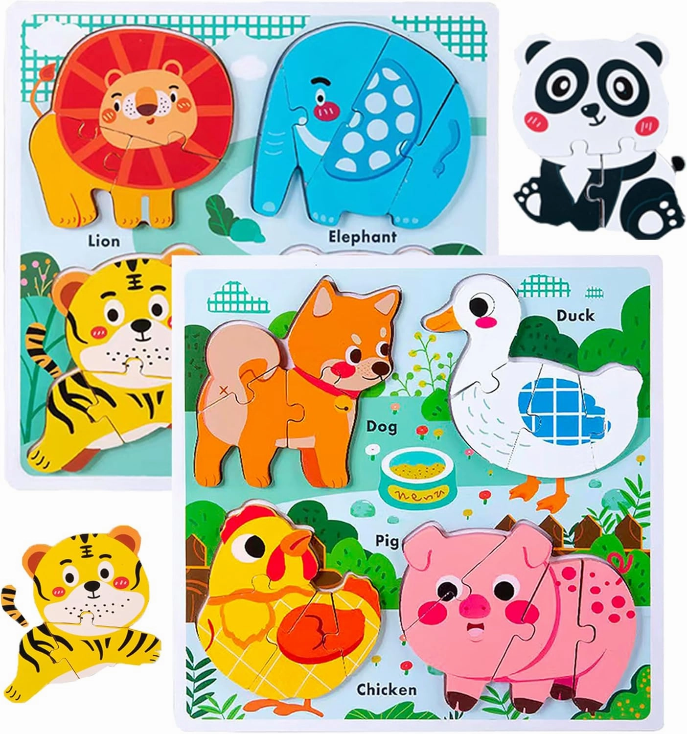Wooden Animal Puzzles for Toddlers 1-3,Wood Puzzles Ages 2-4, Toys for 2 3 Years Old Girls Boys,Montessori Toddler Toys 2-3 Preschool Learning Educational Gifts