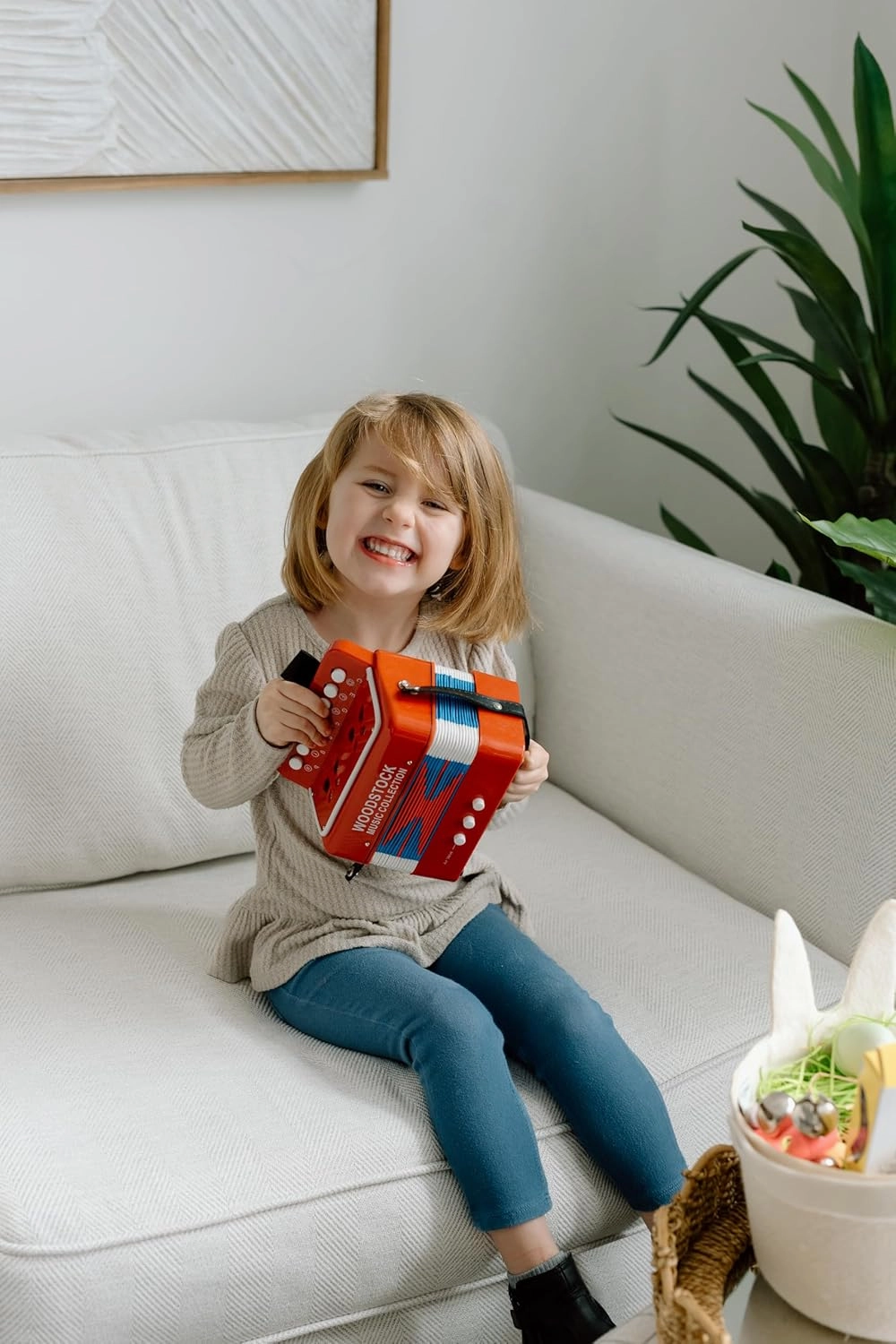 Woodstock Kid's Accordion (7"), Red, with 10 Keys, Beginner Music Toy Instrument for Children Ages 3 , Educational Gift, Toddlers Kids Boys Girls WCKA