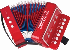 Woodstock Kid's Accordion (7"), Red, with 10 Keys, Beginner Music Toy Instrument for Children Ages 3 , Educational Gift, Toddlers Kids Boys Girls WCKA