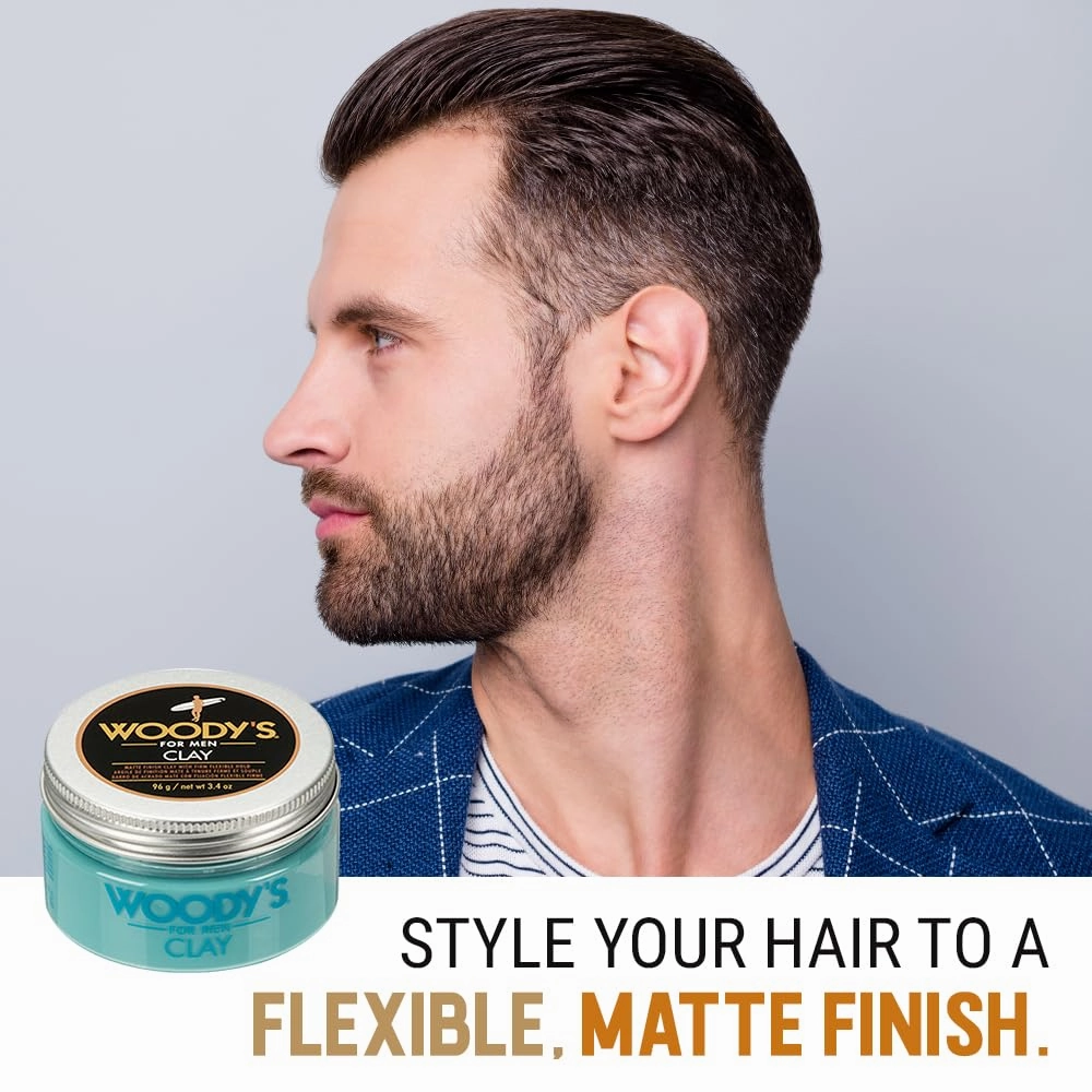 Woody's Clay for Men, Matte Finish with Firm and Flexible Hold, 3.4 oz. 2-Pack