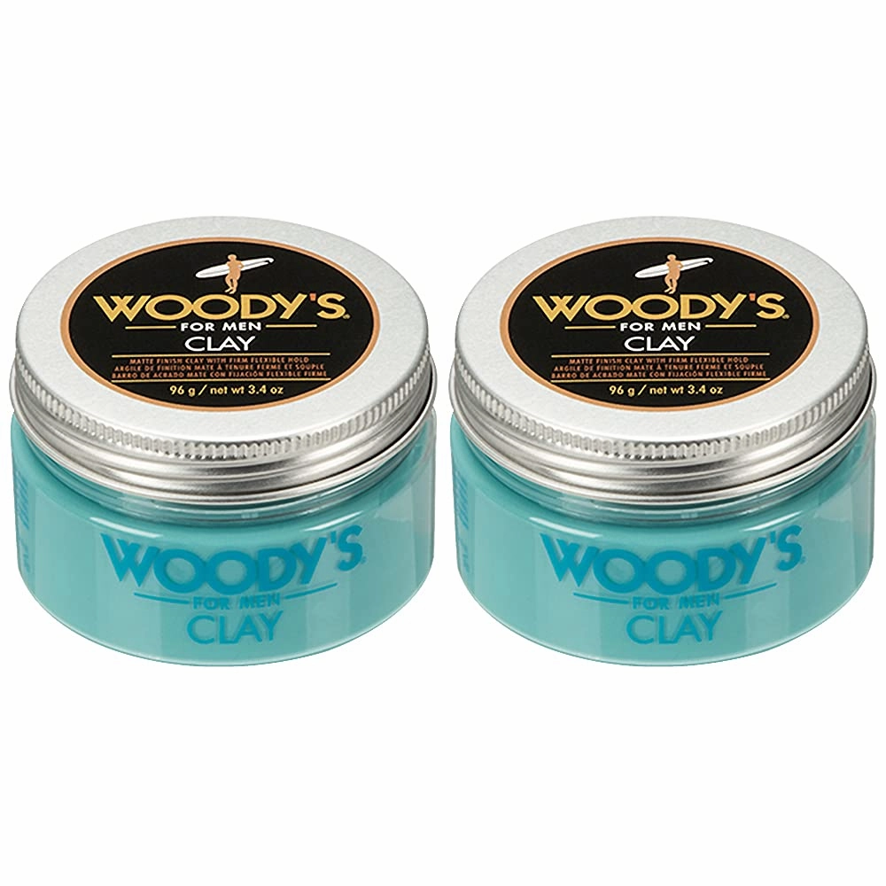 Woody's Clay for Men, Matte Finish with Firm and Flexible Hold, 3.4 oz. 2-Pack