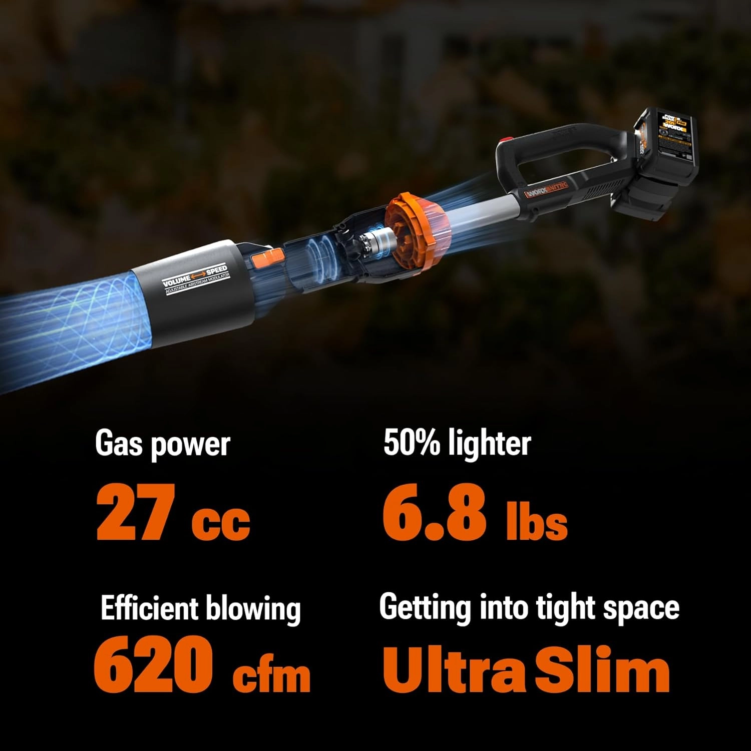 WORX Nitro 40V WG585 Leaf Blower Cordless with Battery & Charger, PowerShare, Blowers for Lawn Care Up to 165 MPH 620 CFM, Lightweight with High-Power Turbine Fan and Brushless Motor