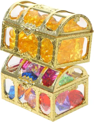 Yardwe 1Set Diving Gem Pool Set with Treasure Chest Bright Diamonds Coins for Pirate Games Bath Fun and Summer Pool Parties