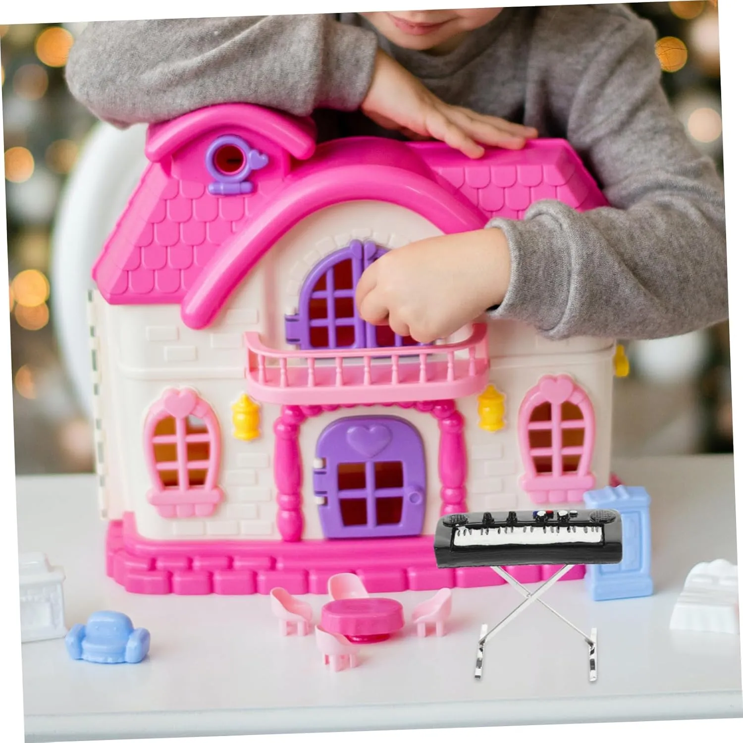 Yardwe 5pcs Miniature Electronic Organ Model Kit DIY Mini Piano Toy for Decor Musically Mini Instruments for Dollhouse