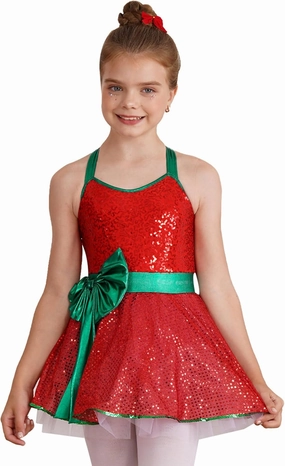 Yartina Kids Girls Sequins Sleeveless Tutu Dress Christmas Dance Costume Figure Ice Skating Outfits