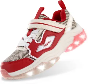 YESKIS Kids Boys Girls Light Up Shoes Lightweight Mesh Breathable Led Flashing FutuVibe Running Sneakers for Little Kid and Big Kid