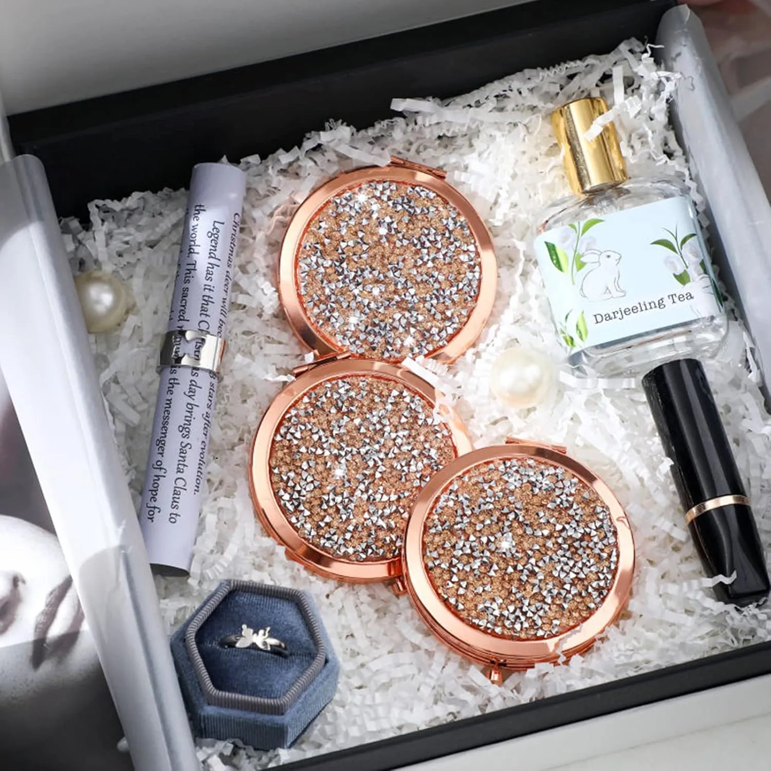 Yulejo 6 Pieces Compact Makeup Mirror Mini Portable Magnifying Cosmetic Mirror for Travel Pocket Purse 2.75 Inch Round Folding Small Gift for Women Mom Bridesmaid Appreciation Wedding (Rose Gold)