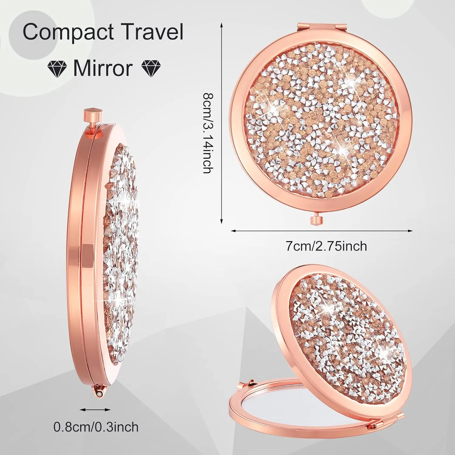 Yulejo 6 Pieces Compact Makeup Mirror Mini Portable Magnifying Cosmetic Mirror for Travel Pocket Purse 2.75 Inch Round Folding Small Gift for Women Mom Bridesmaid Appreciation Wedding (Rose Gold)