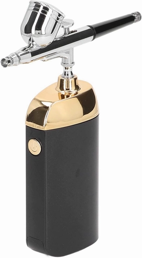 Zooke Painting Portable Air Brush Set, 2-11PSI Airbrush Multi Function Oxygen Facial Airbrush Set with Compressor, USB Charging Facial Mist Sprayer for Makeup Art Craft Cake Decoration (Black)